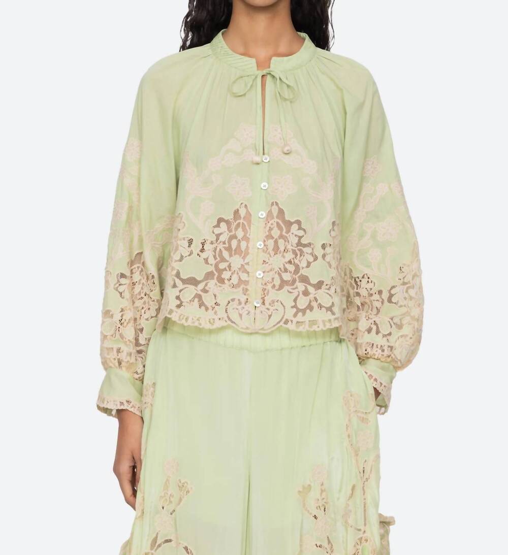 NEW SEA gracelyn lace top in green